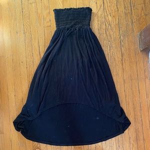 💛3/$10 Shirred Black Strapless High-Low Dress